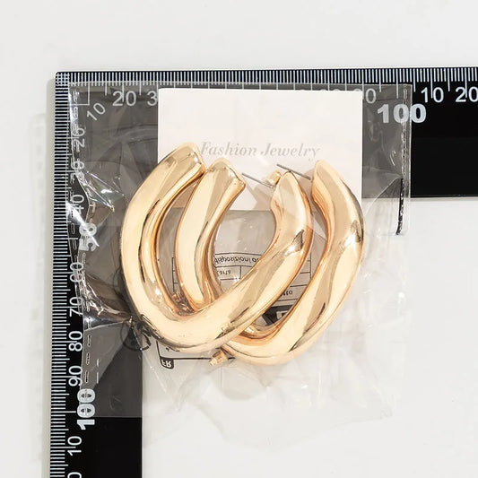 Gold Color Irregular C-shaped Hoop Earrings LIMITLED