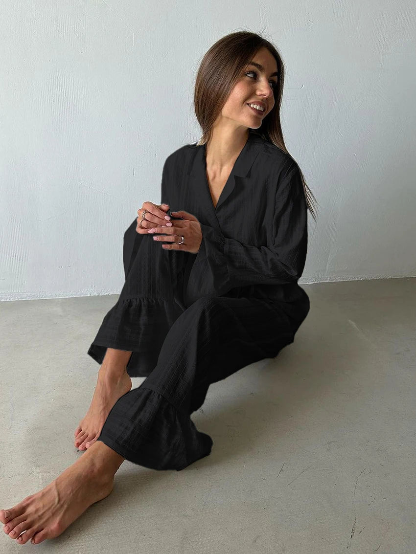 Nightgown 2 Piece Suit long sleeve- Nightwear