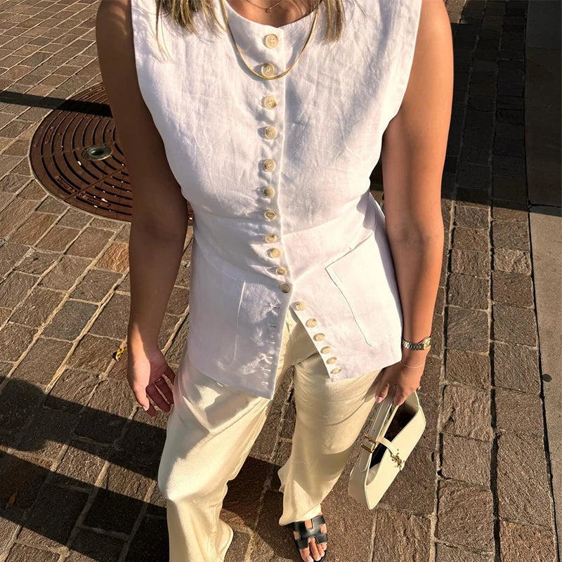 Elegant Single Breasted Long Vest Waistcoat