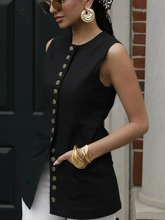 Elegant Single Breasted Long Vest Waistcoat