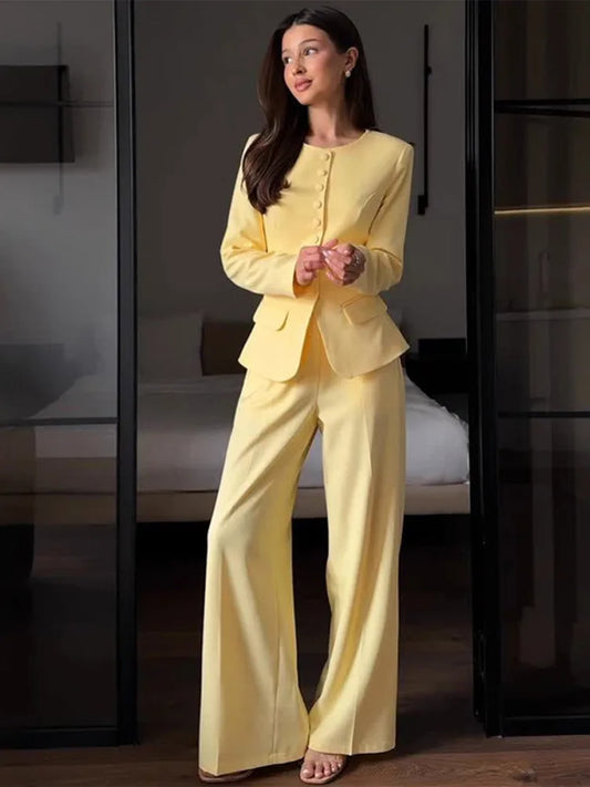 Button Coat- Long Pants Set