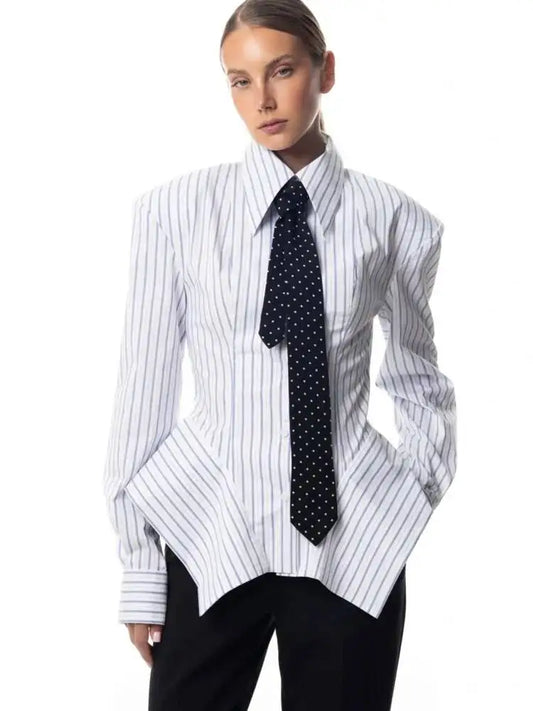 Asymmetrical Hem Shirt -Office Dat