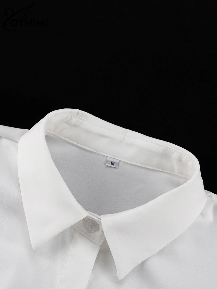 White Woman Blouse -Office Lady Shirts Casual Pockets