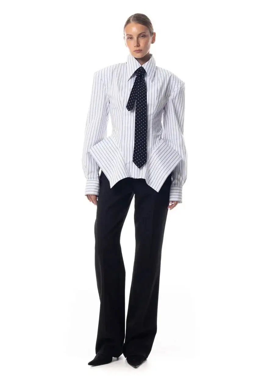 Asymmetrical Hem Shirt -Office Dat