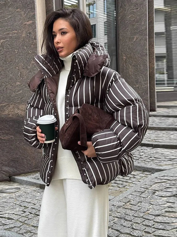 Hooded Cotton Jacket-Zipper Buttons
