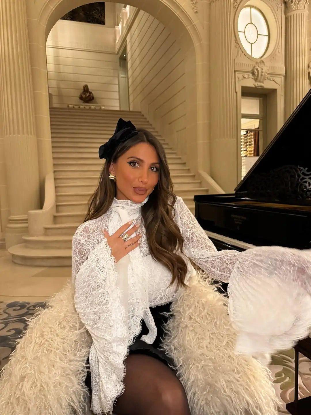 Lace Flared  Shirt Chic