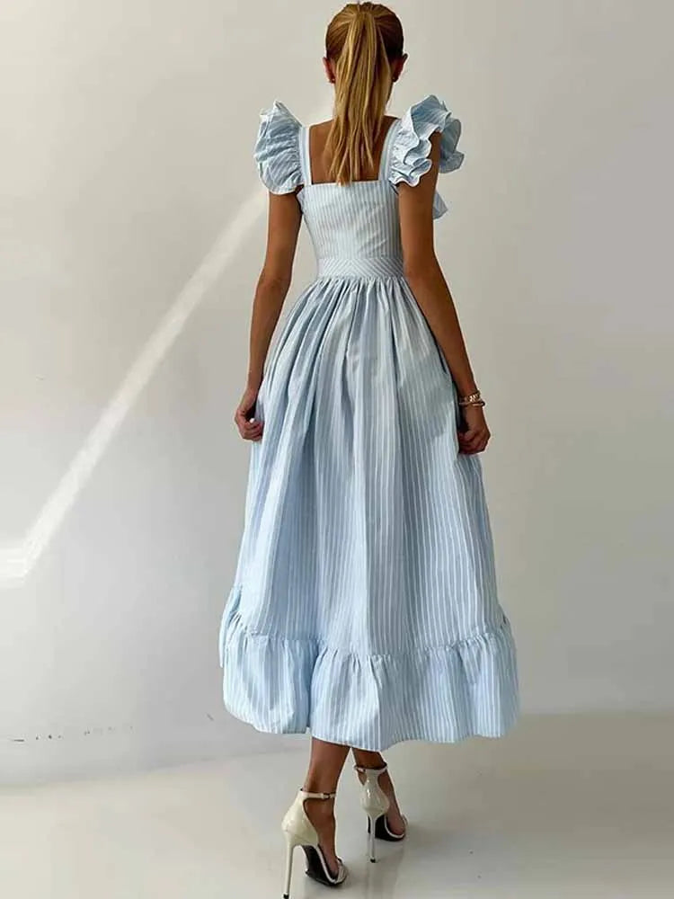 Elegant Ruffle -Flying sleeve dress