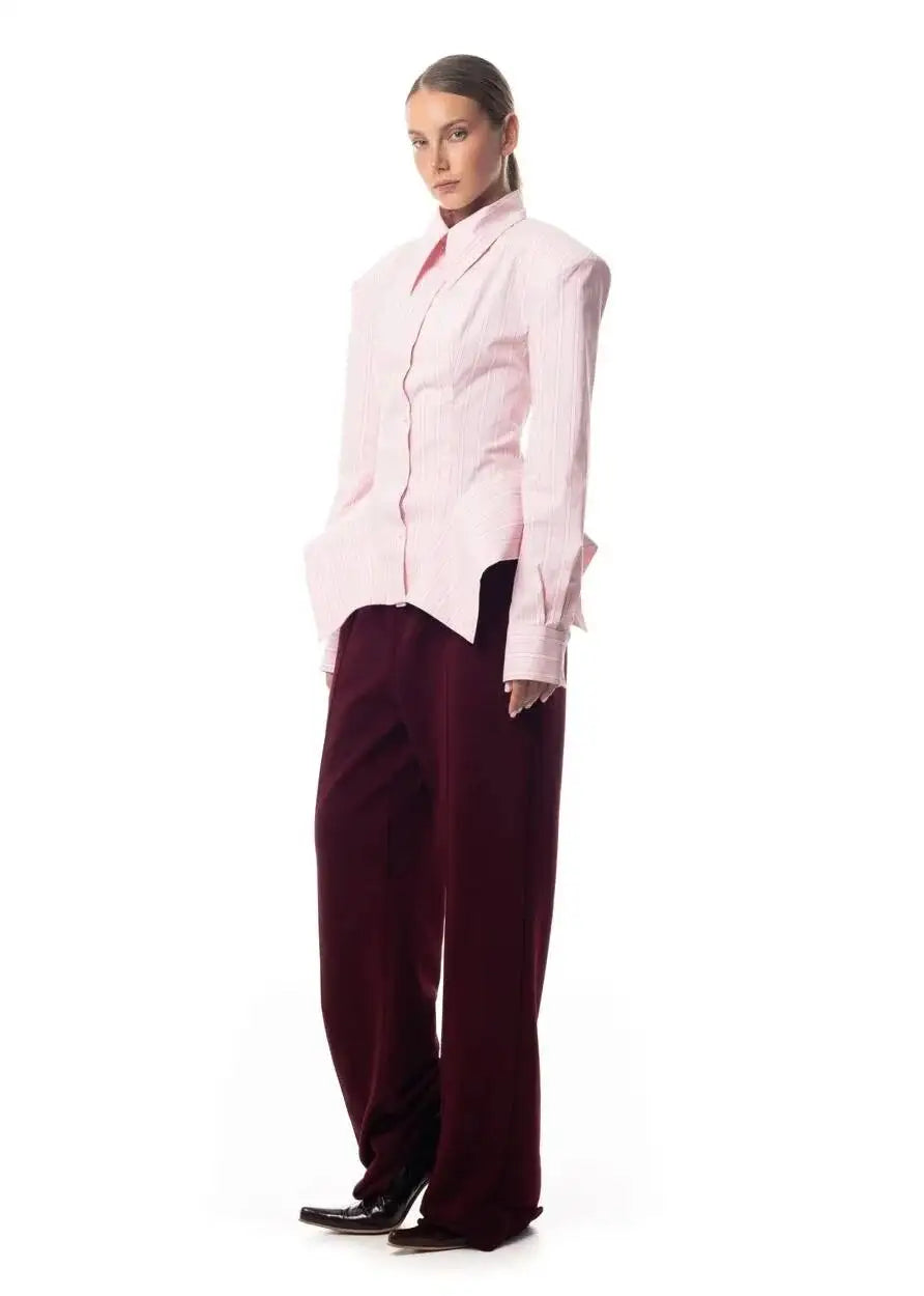 Asymmetrical Hem Shirt -Office Dat