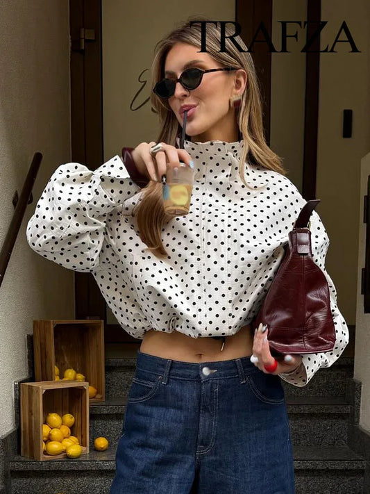 Casual Coats - Fashion Polka Dot Printed Jacket