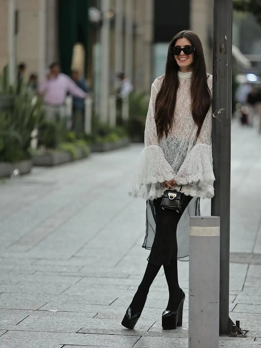 Lace Flared  Shirt Chic