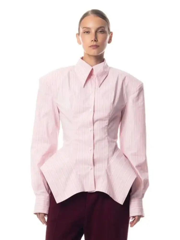 Asymmetrical Hem Shirt -Office Dat