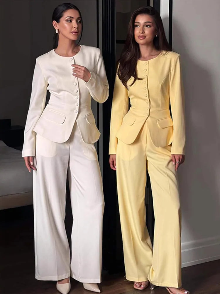 Button Coat- Long Pants Set