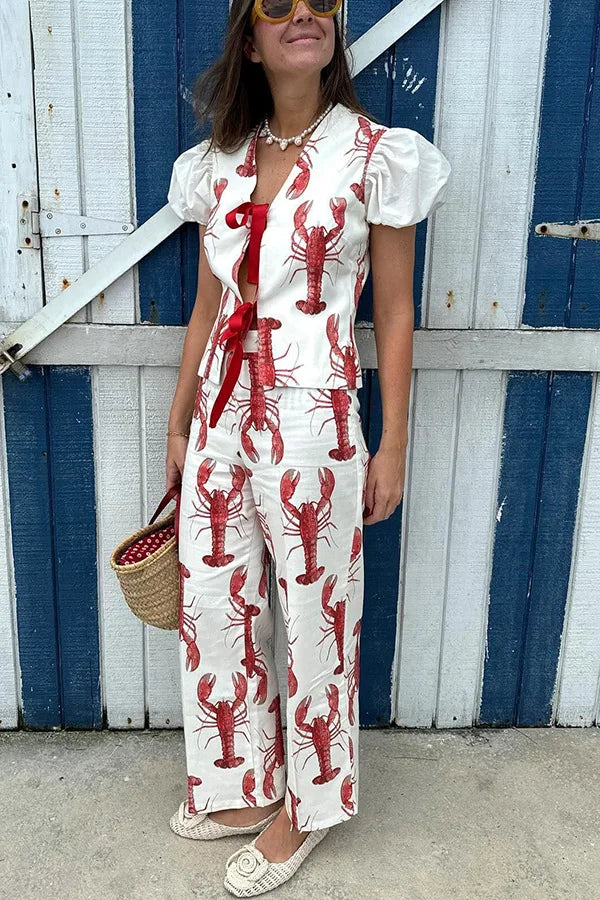 Cartoon Cray Printing Long Pants Set - Sets