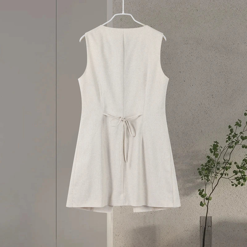 Cotton Linen Vest -Soft Solid Sets 2 Pieces