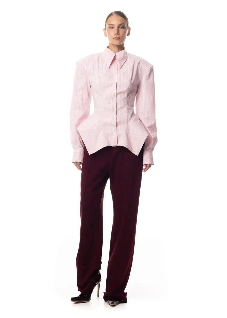 Asymmetrical Hem Shirt -Office Dat