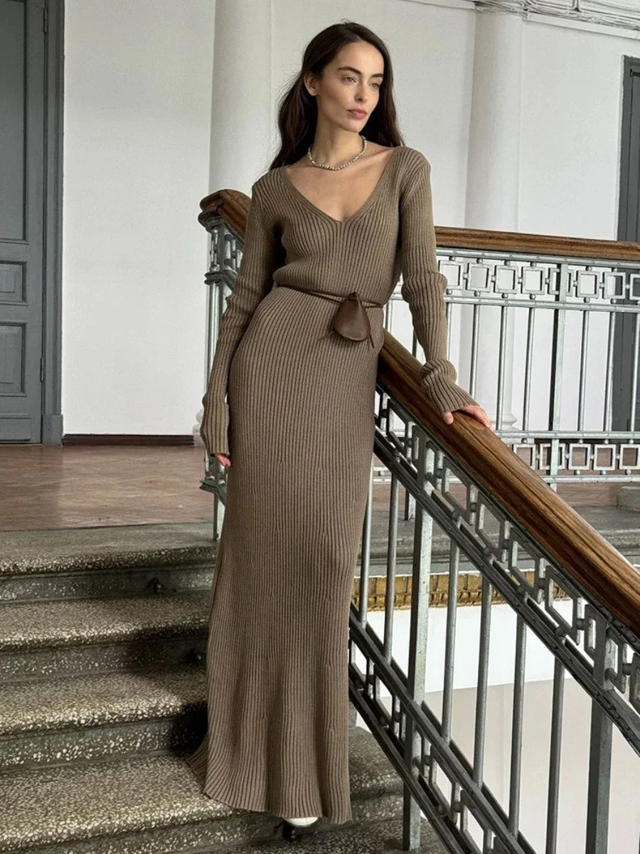 Long sleeve knitted dress