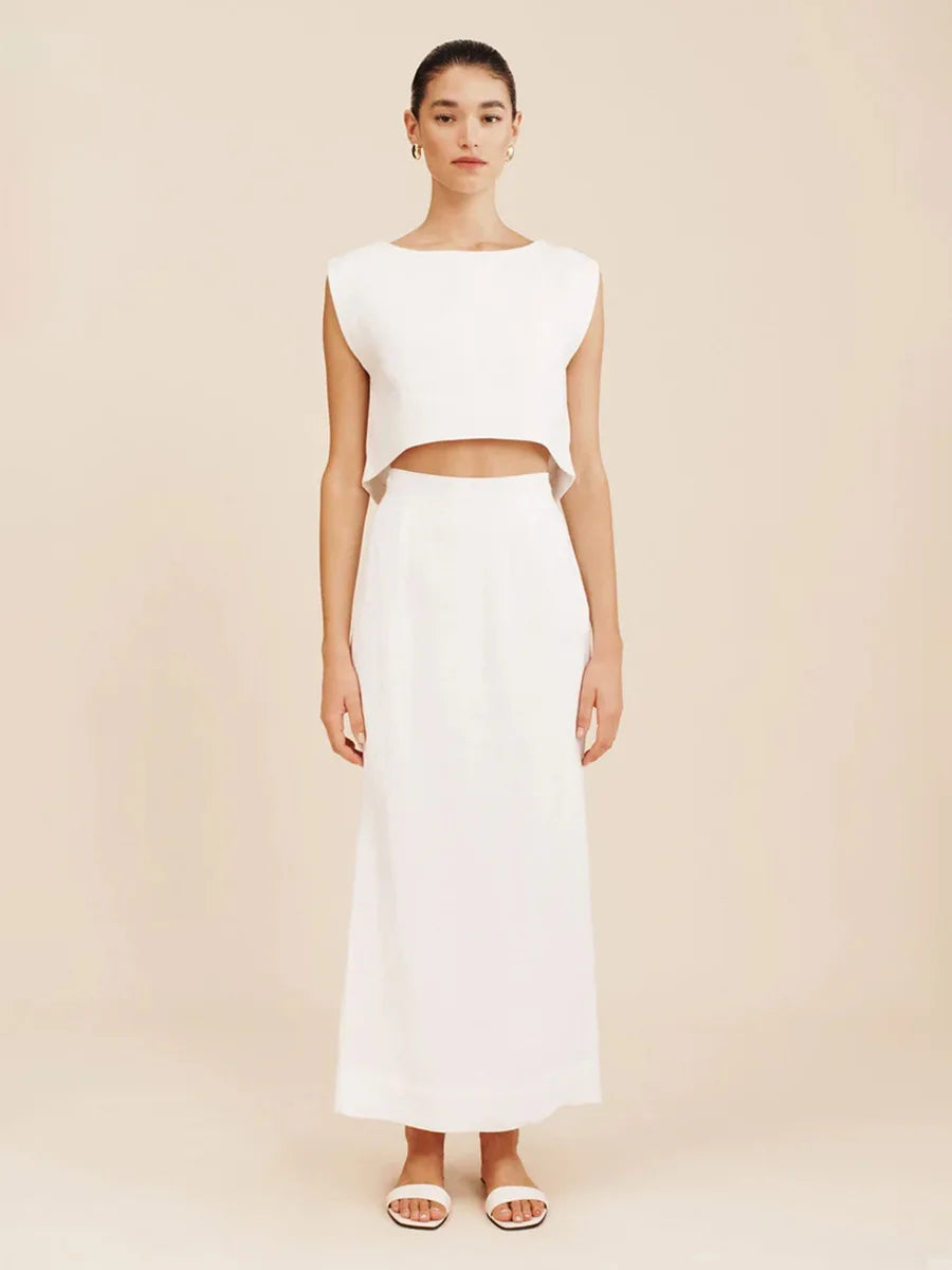 Cotton 2-Piece Set with Long Skirt