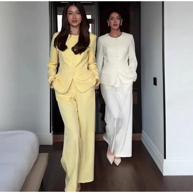 Button Coat- Long Pants Set