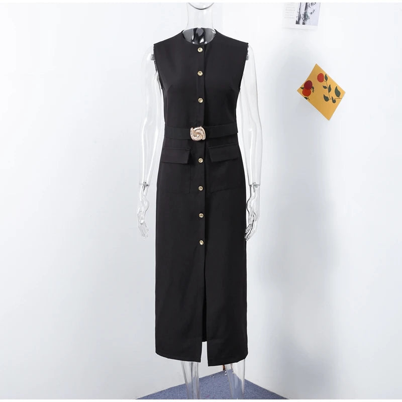 Elegant Dress - Pockets Slim Dress