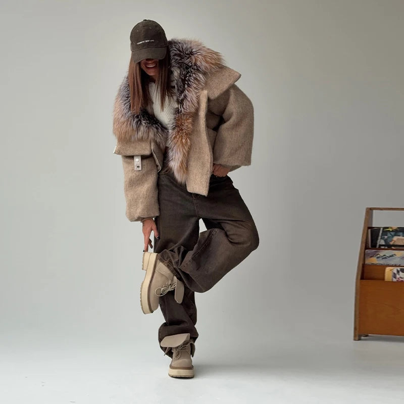 Collar Coat Oversized Winter Hooded Jacket