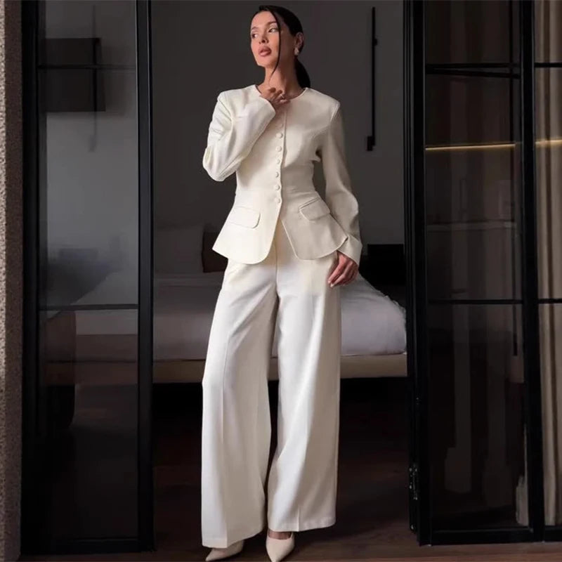 Button Coat- Long Pants Set