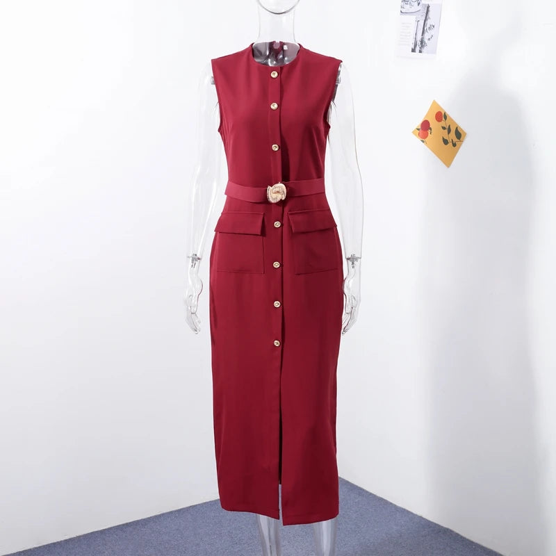 Elegant Dress - Pockets Slim Dress