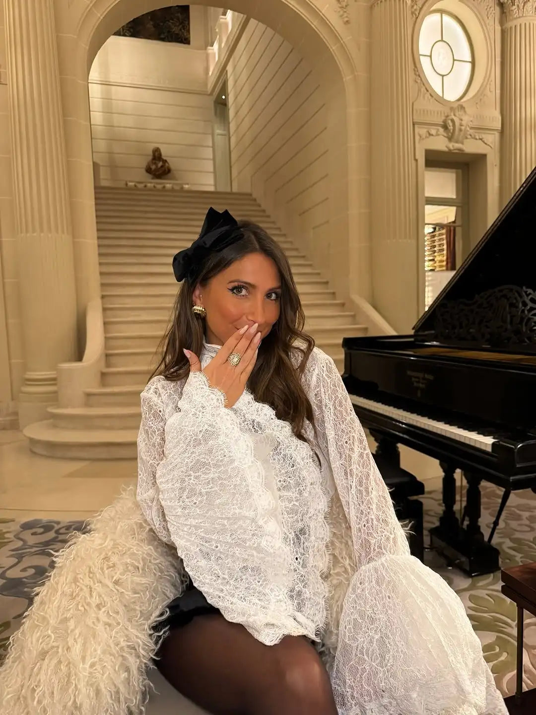 Lace Flared  Shirt Chic