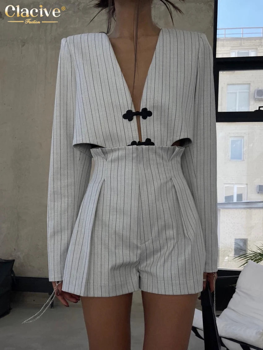 Sets -Top With High Waist Shorts Set Streetwear