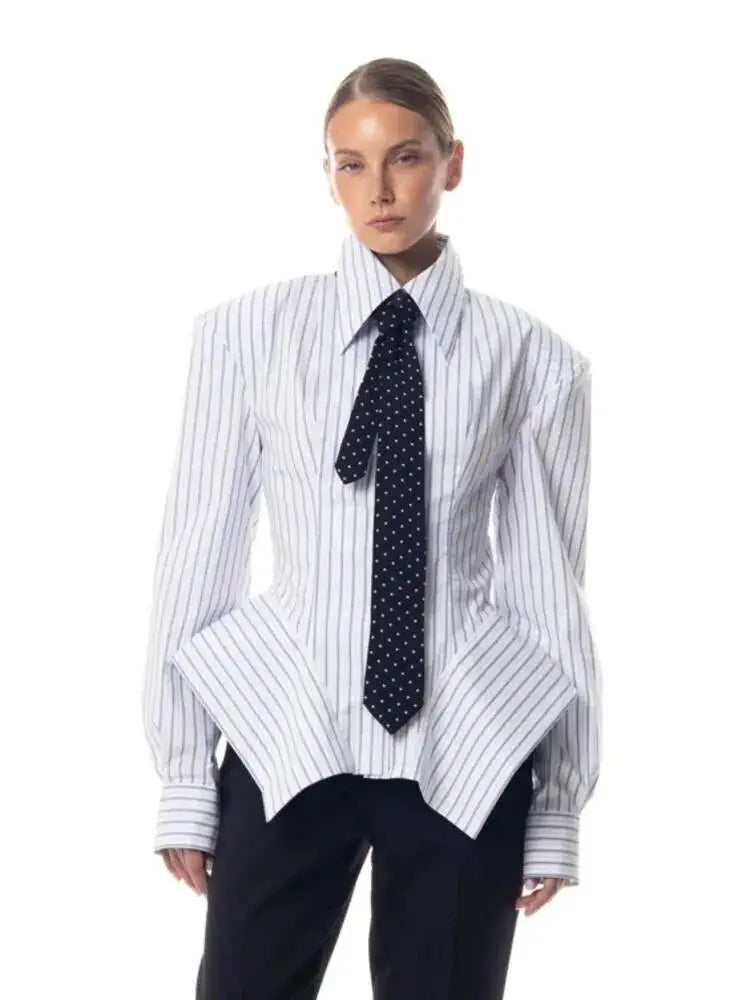 Asymmetrical Hem Shirt -Office Dat
