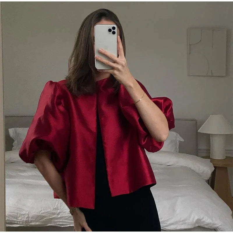 Elegant Stain Puff Sleeve Shirt