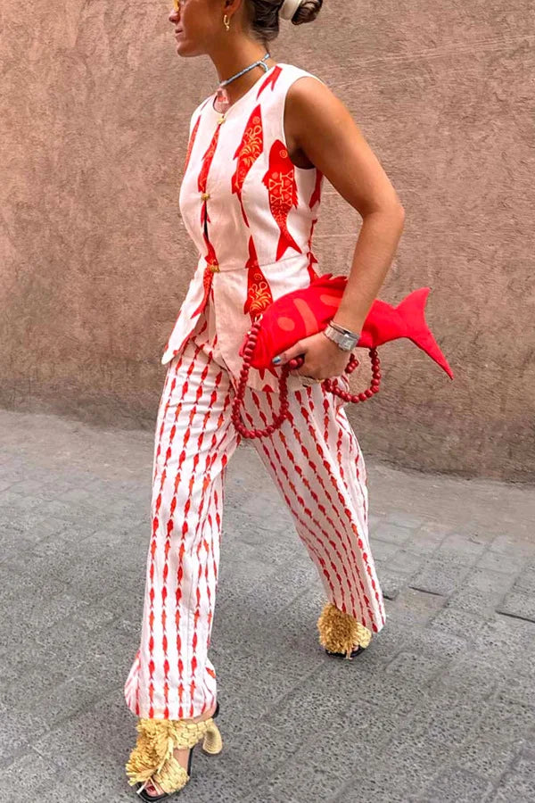 Cartoon Red Fish Set -Polyester Cotton