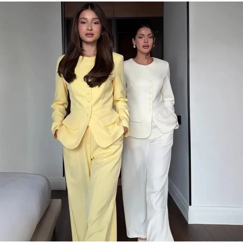 Button Coat- Long Pants Set