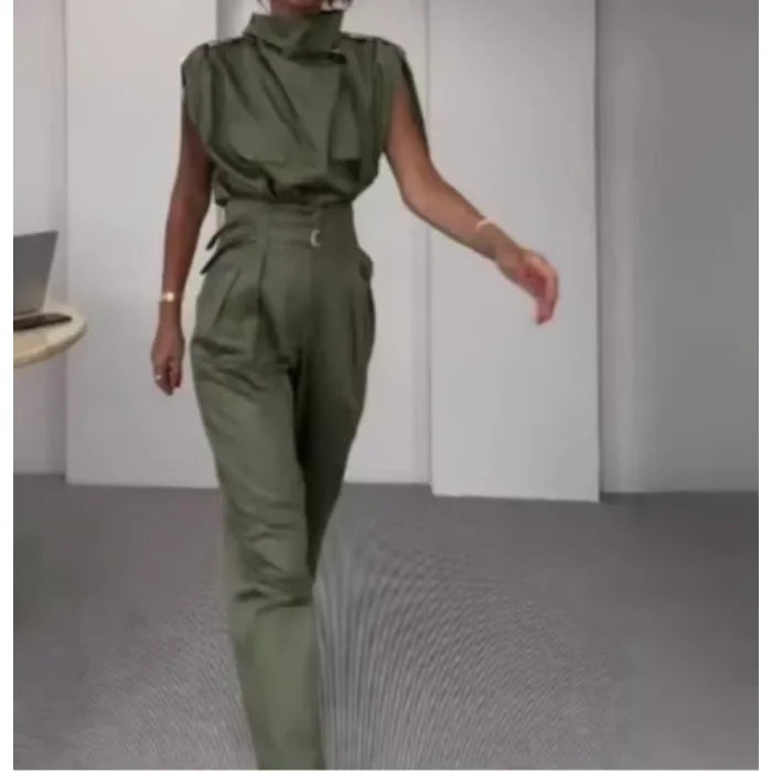 Two Piece Sets - Belt Decorative Pants Set