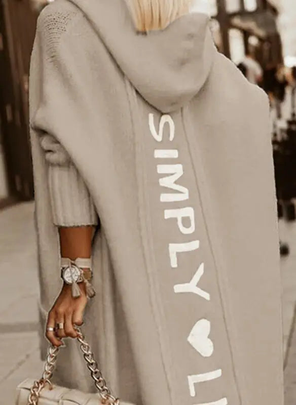 Hooded Cardigan - Letter Printed  Cardigan