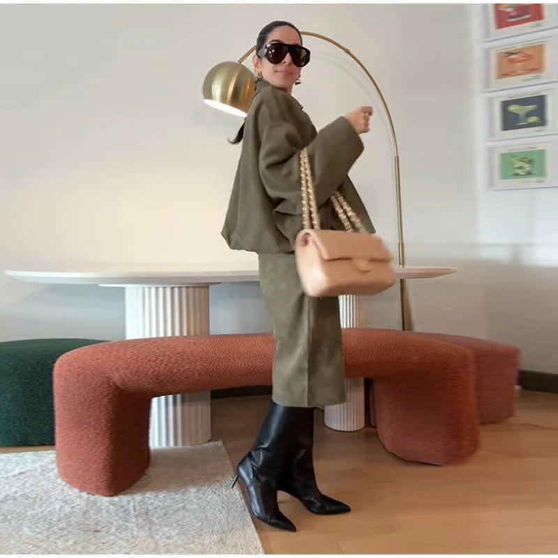 Long Sleeves Jacket -Sets Baggy