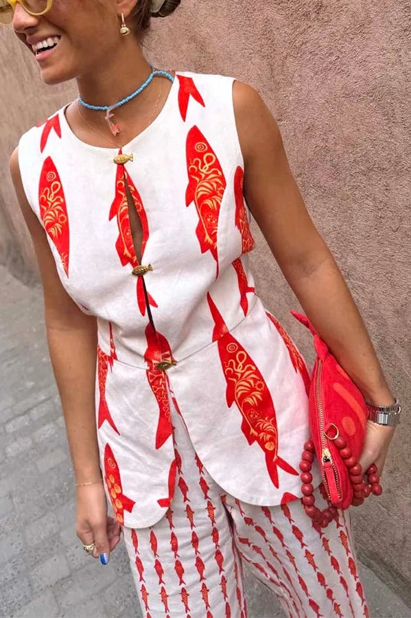 Cartoon Red Fish Set -Polyester Cotton