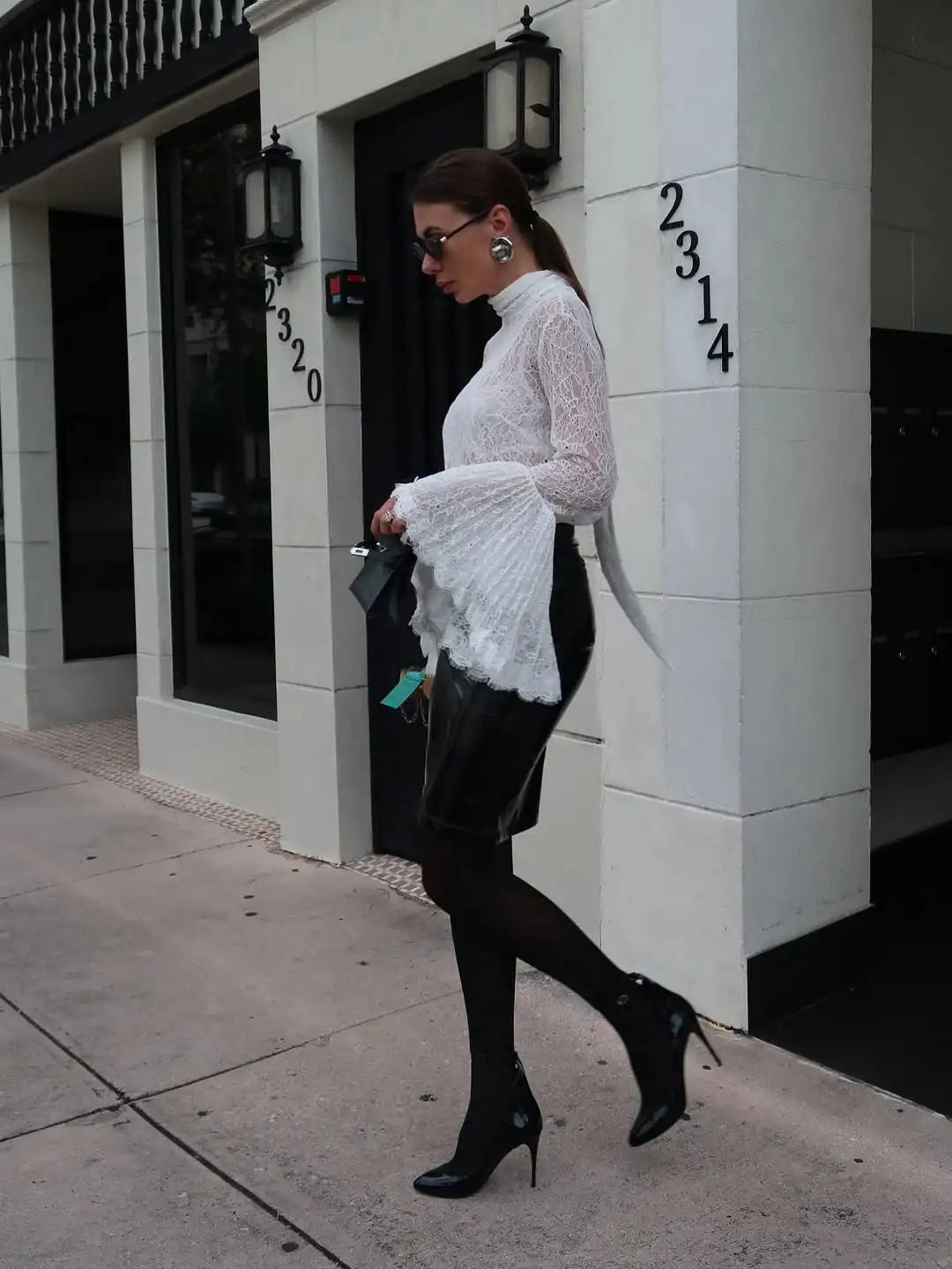 Lace Flared  Shirt Chic
