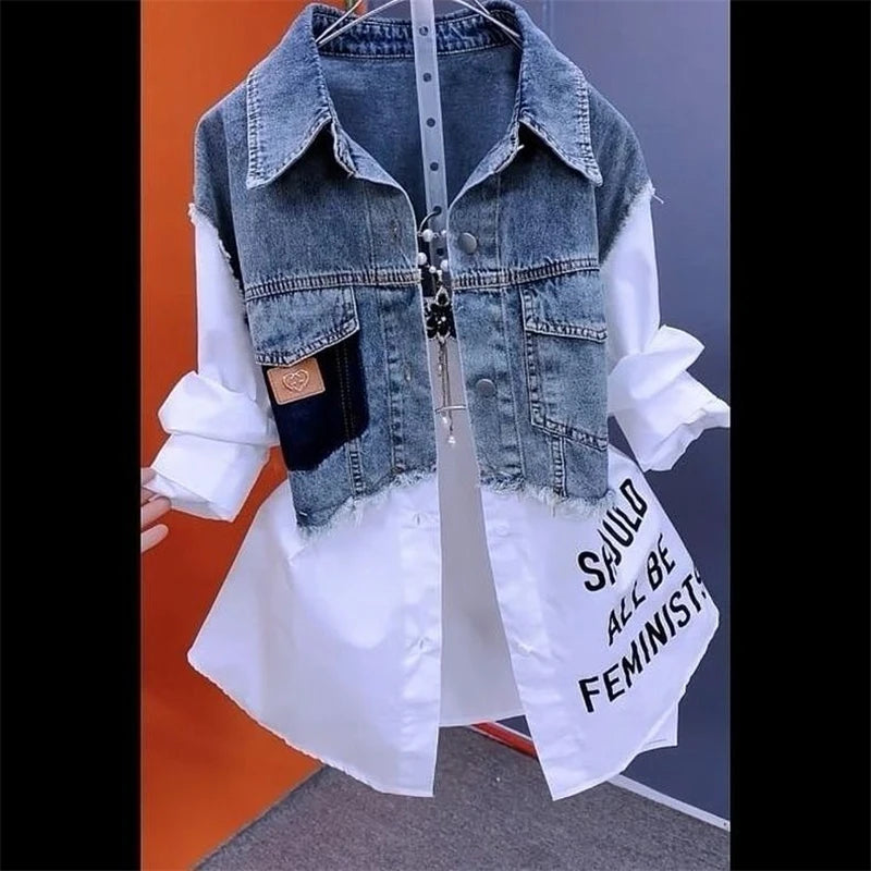 Fashion Denim Shirt Ladies Denim Jacket Spring Autumn