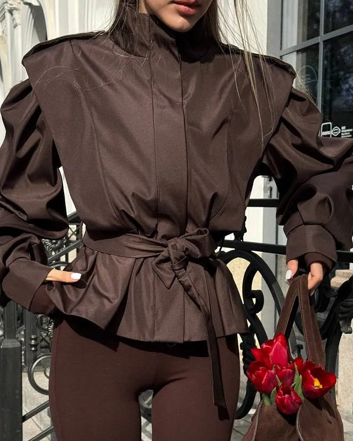 Shoulder Belt Cropped Jacket