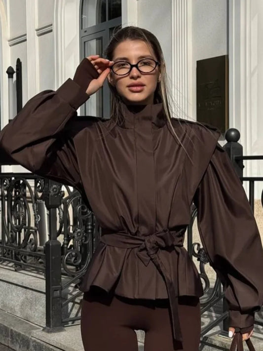 Shoulder Belt Cropped Jacket