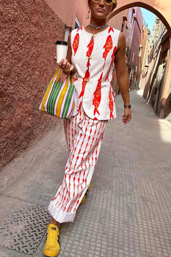 Cartoon Red Fish Set -Polyester Cotton