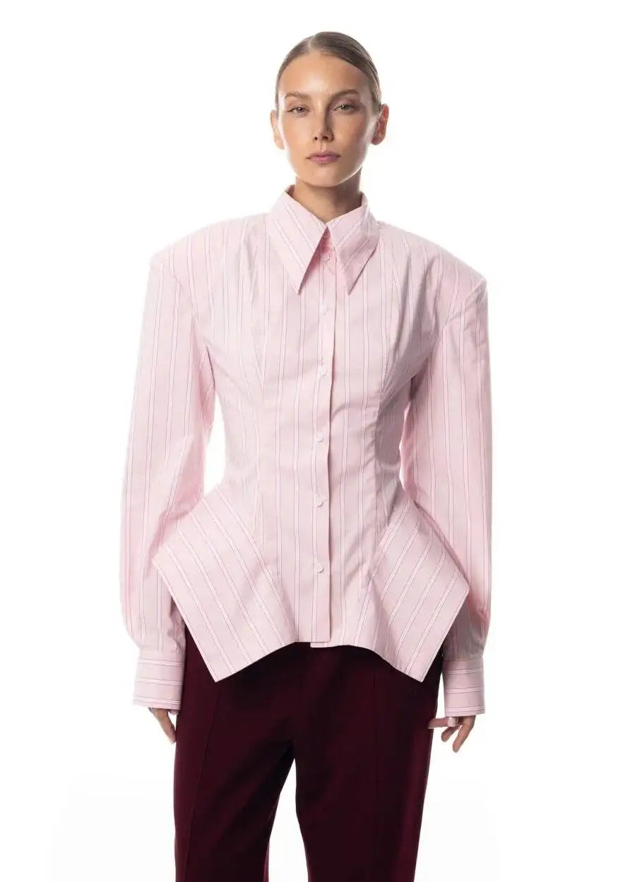 Asymmetrical Hem Shirt -Office Dat