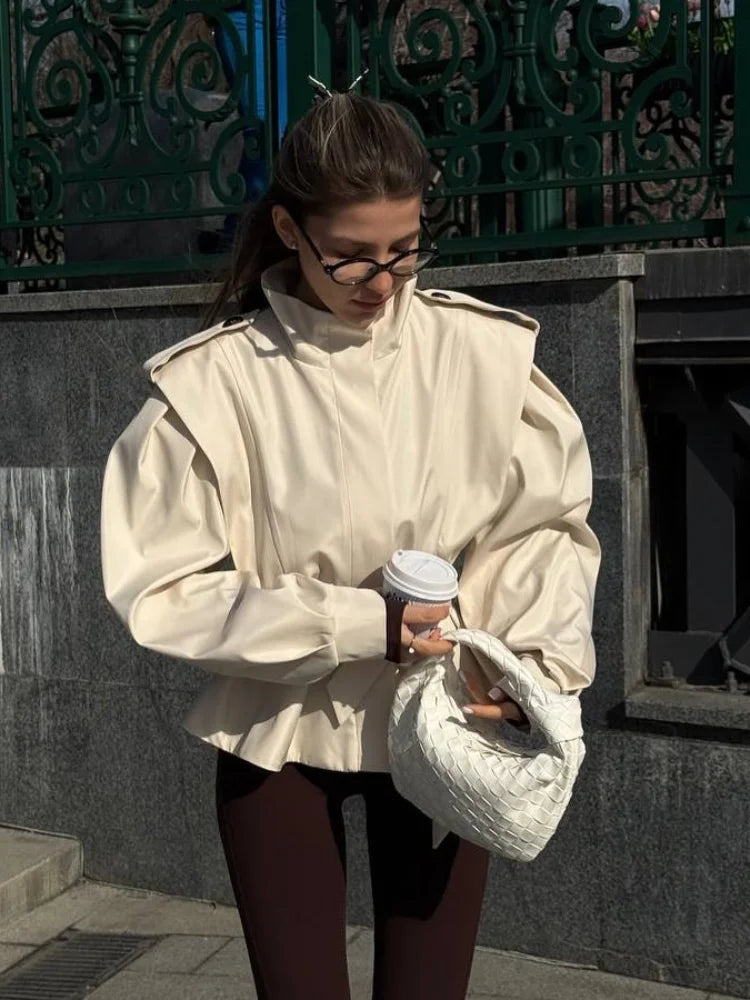 Shoulder Belt Cropped Jacket