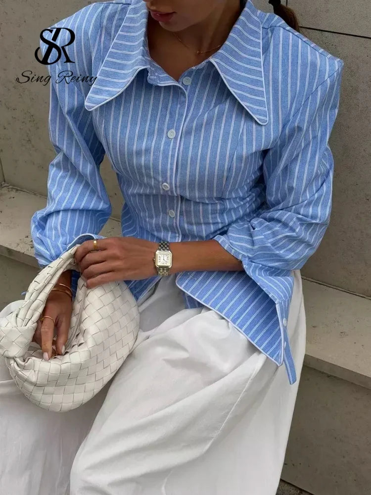 Stripe Slim Shirt -  Trendy Street Blouse