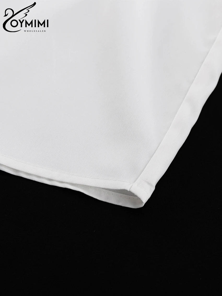 White Woman Blouse -Office Lady Shirts Casual Pockets
