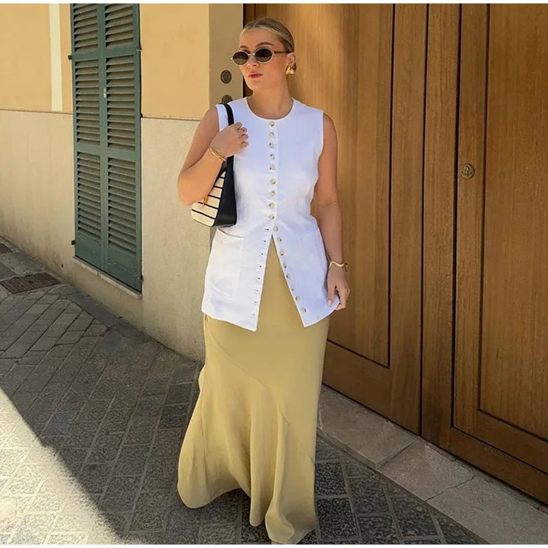 Elegant Single Breasted Long Vest Waistcoat