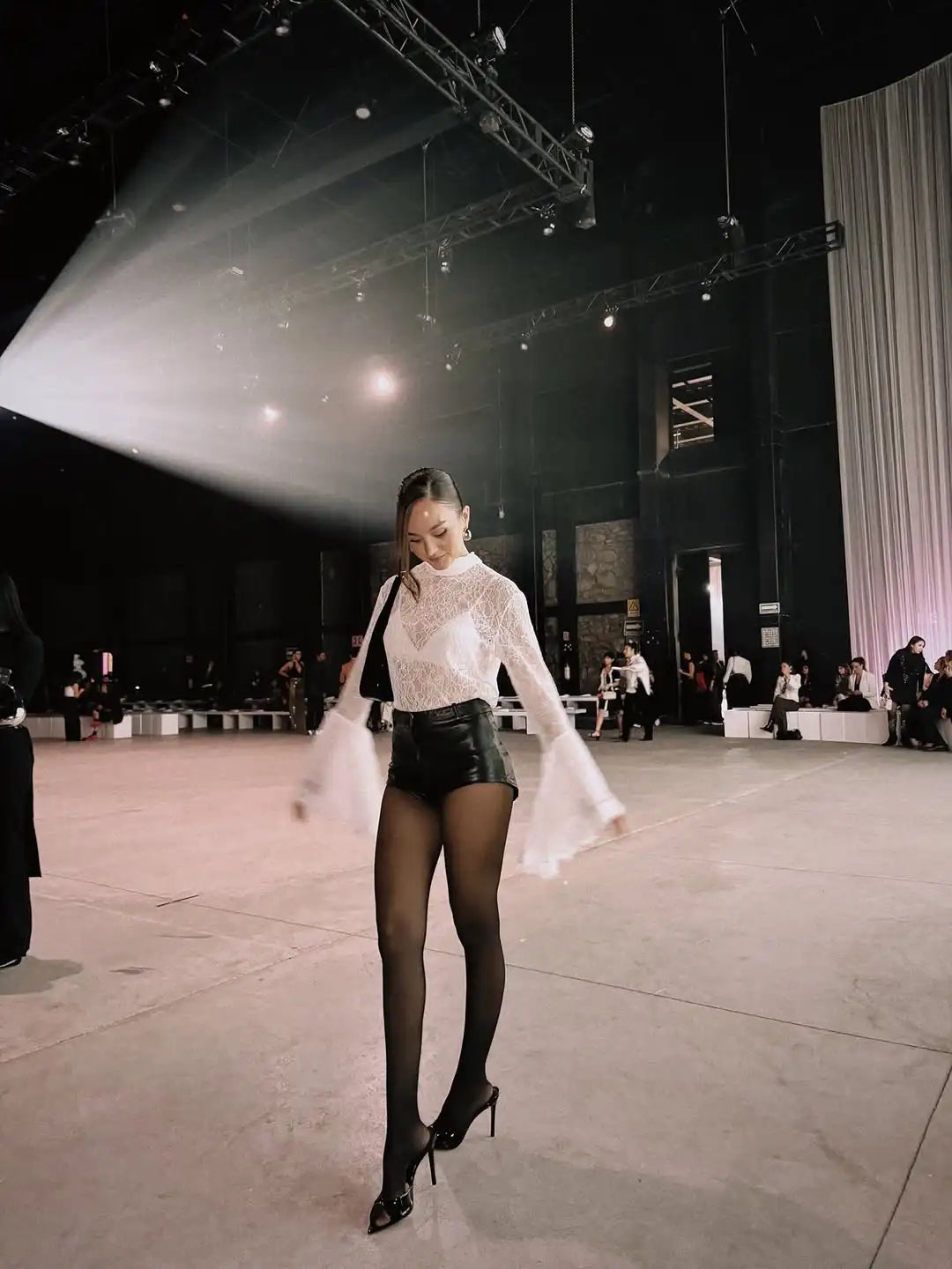 Lace Flared  Shirt Chic