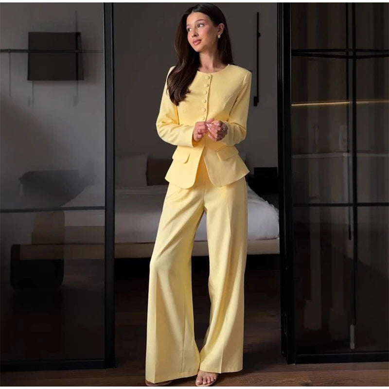 Button Coat- Long Pants Set