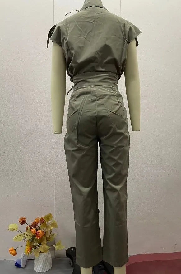 Two Piece Sets - Belt Decorative Pants Set