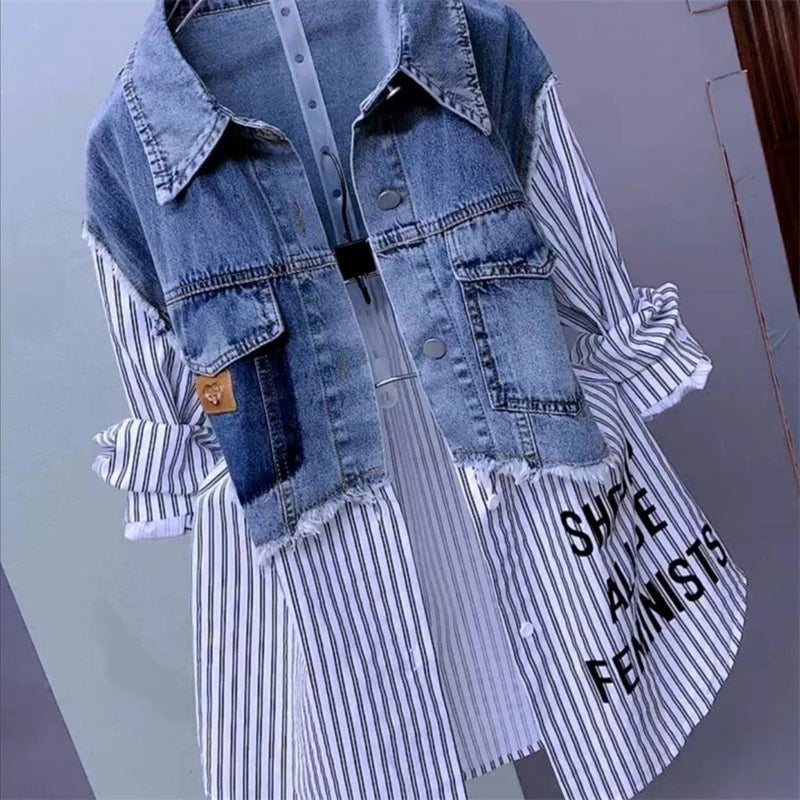Fashion Denim Shirt Ladies Denim Jacket Spring Autumn
